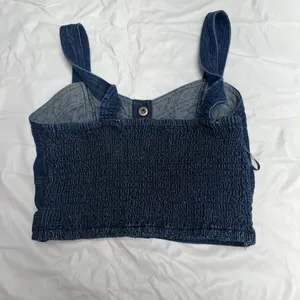 Lone Star Denim Corset Bustier Crop Top Smocked Back Size S thumbnail 2
