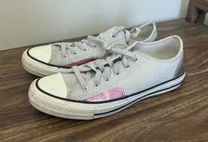 Converse All Star Chuck Taylor Grey Pink Silver Metallic Sneakers size 8 A09799F thumbnail 1
