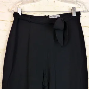 Reformation Pants Womens 8 Black Wide Leg High Rise Tie Belt Flowy Lined Boho thumbnail 5
