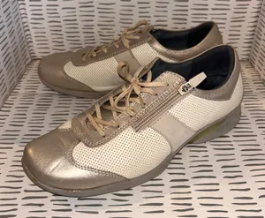 Pedala Product by ASICS Sneakers‎ Women's Gold Leather Walking Shoes 24.5 US 8.5 thumbnail 1
