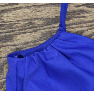 B. Darlin Notched Neck Side Slit Knit Bodycon Midi Dress Royal Slim Blue XL thumbnail 7
