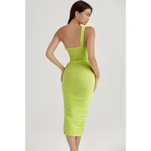 House of CB Valentina Lime Asymmetric Cutout Corset Midi Girls Night Dress NWT S thumbnail 3