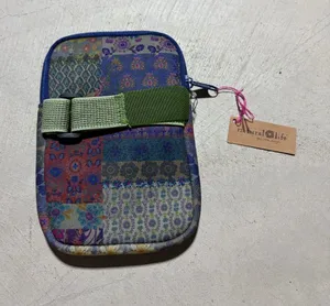 Natural Life NWT Patchwork Zip Pouch in Multi-Color with Green Strap thumbnail 1