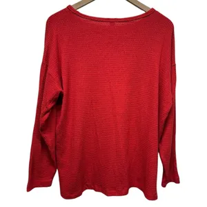 Aerie Women Waffle Knit Thermal Top Sz M Red‎ Long Sleeve Boho Slouchy Oversized thumbnail 2