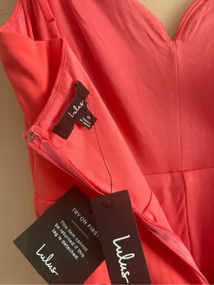 Lulus Impressive Glamour Coral Pink Sleeveless Column Maxi Dress Size Small NWT thumbnail 5