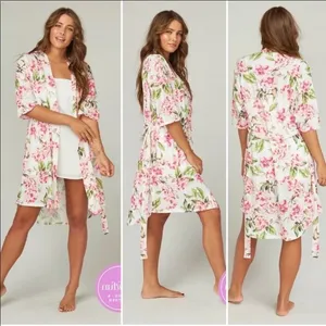 Show Me Your Mumu‎ One Size Brie Pink Floral Polyester Robe thumbnail 2