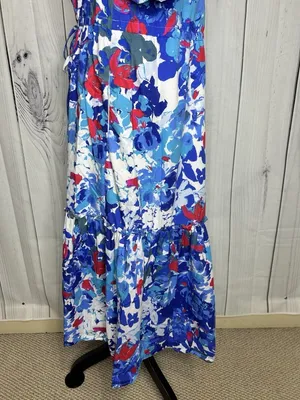 Sugarlips Floral Ginny Bubble Sleeve Midi Dress Sz M V-Neck Drawstring Waist thumbnail 7
