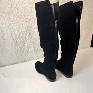Genuine 1976 Leather Boots Knee Hight Shoes Back Zip Black Suede Riding Boots thumbnail 9