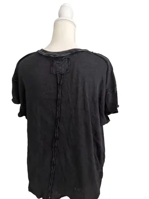 WE THE FREE Black Cutout Short Sleeve Top Size Medium thumbnail 5