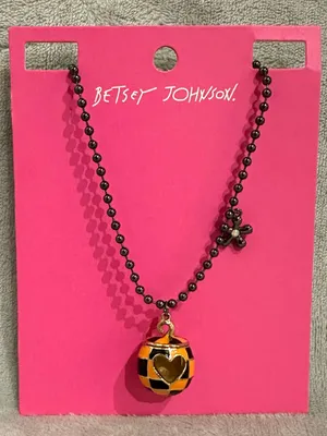 Betsey Johnson NWT Halloween Pumpkin Heart Ball Chain Necklace Orange 16” + 3” thumbnail 2