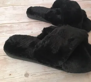 Plush Slippers, Size 7/8 Black thumbnail 6