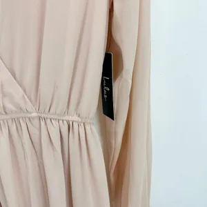 Lulus Wondrous Blush Pink Long Sleeve Maxi Dress Formal Chiffon Medium NWT thumbnail 7