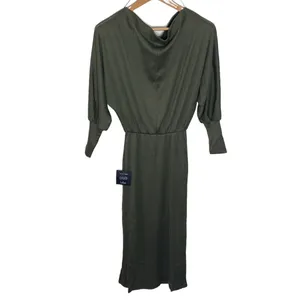 Lulus City Street Chic Olive Green Off-the-Shoulder Midi Dress size XS thumbnail 5