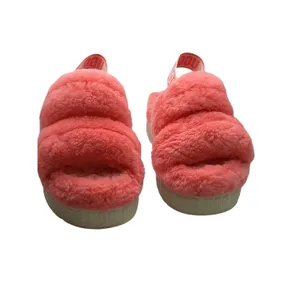 UGG Fluff Yeah Slide Coral Pink Sheepskin Platform Sandals 1120894 Womens 7 thumbnail 4