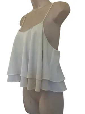 Free People Tropical Wave Tie-Back Layered Ruffle Crop Top | Cream - Small thumbnail 11