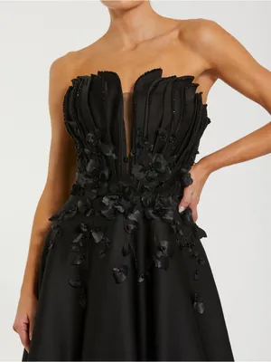 Mac Duggal 37134 Black Strapless Floral Embellished Gown sz 8 thumbnail 2