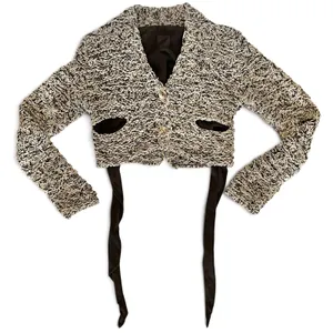 NWT Sarah Pacini Marled Avant Garde Open Knit Cropped Cardigan w/ Attached Scarf thumbnail 8