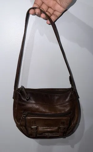 Vintage Fossil Brown Pebbled Leather Shoulder Handbag Y2K F‎ thumbnail 1