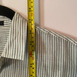 ATM Blue White Stripe Boyfriend Button Down Blouse Cotton Preppy Minimalist XS thumbnail 8