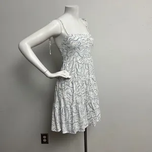 Abercrombie & Fitch Women's Tie Strap Linen-Blend Mini Small Dress Tiered Y2K thumbnail 3