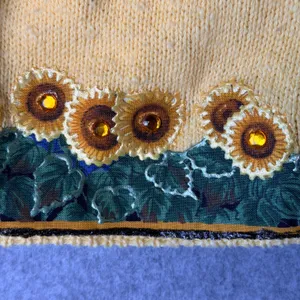 VTG Judy Myers Designer Times Yellow Sunflower Cardigan Sweater Women's‎ LG USA thumbnail 3