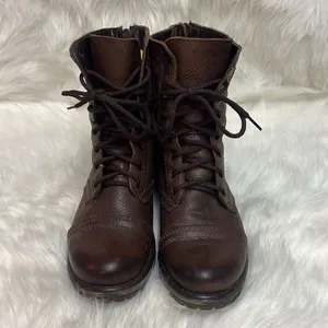 Steve Madden Brown Leather Fame Military‎ Style Boots Fisherman Core B19B thumbnail 8