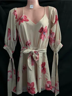 Angel Biba Floral Tie-Sleeve Cream & Pink Romper SZ 10 thumbnail 1