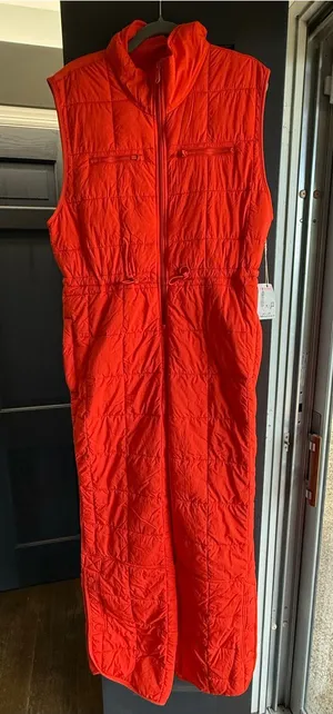 NWT FP Movement Pippa Packable Puffer Suit, Size Small, Orange Quilted Winter thumbnail 1
