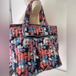 Floral Quilted Tote Bag Pink thumbnail 2