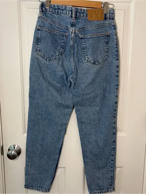 Zara highwaisted blue jeans barrel leg casual bohochic retro poetcore indie 4 thumbnail 4