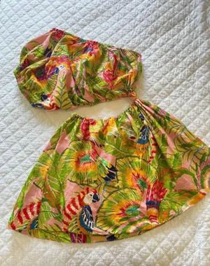 Farm Rio One-Shoulder Mini Dress Macaw Leaves thumbnail 1