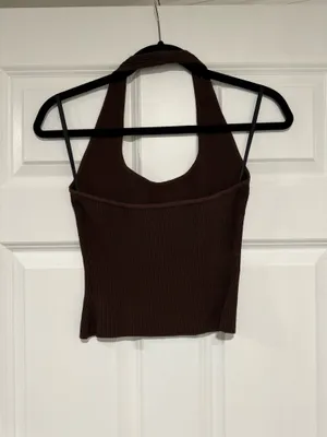 Aritzia Babaton Sculpt Knit Halter Top Brown thumbnail 2