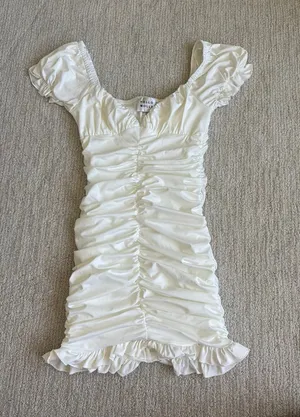 Hello Molly White Ruched Mini Dress thumbnail 1