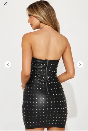 FashioNova Delanie Faux Leather Mini Dress - Black Size Large thumbnail 2
