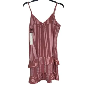 Pinch Women Cami Tank Top Ruffle Tiered‎ Trim Striped Metallic Pink Medium NWT thumbnail 7