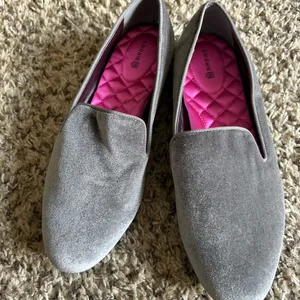 Birdies Gray Velvet Loafers with Pink Quilted Insole thumbnail 5