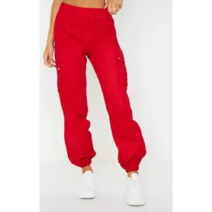 PrettyLittleThing Women's‎ Red Cargo Jogger Pants Size 6 Casual Elastic Waist thumbnail 2