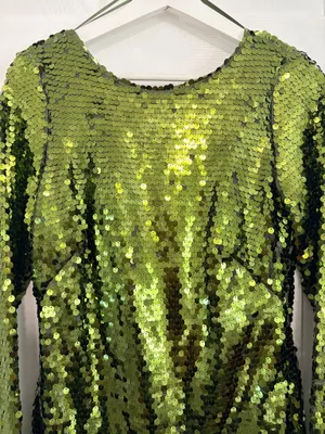 Anthropologie Green Sequin Mini Dress US 4 Party Cocktail Glam Open Back Long Sleeve thumbnail 5