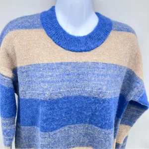Madewell Blue and Tan Crewneck Sweater-Size XS thumbnail 2