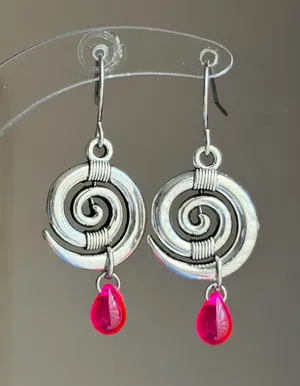 Handmade fairy whimsical boho style swirl spiral dangle earrings ⭐️🍃🌀 thumbnail 1