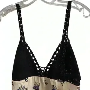 Zara Women's M Satin Floral Maxi‎ Dress Crochet Top Party Cocktail thumbnail 2
