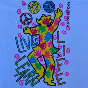 Vintage Live Life Learn White Colorful Graphic T-shirt thumbnail 3
