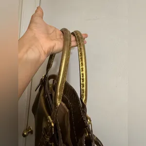 Fendi Gold Leather Selleria Villa Borghese‎ Satchel Shoulder Bag thumbnail 11