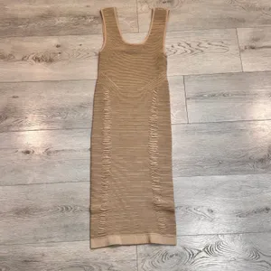 Aura Bodycon Ribbed Sleeveless Dress Tan Neutral Casual‎ Chic Size Small S thumbnail 2
