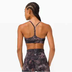 Lululemon Flow Y Bra Nulu Diamond Dye Graphite Grey Pink Pastel 8 thumbnail 4