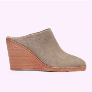Joie Suede Wedge Mules Womens 38 Tan Wood Heel‎ Slip On Excellent Boho Casual thumbnail 3