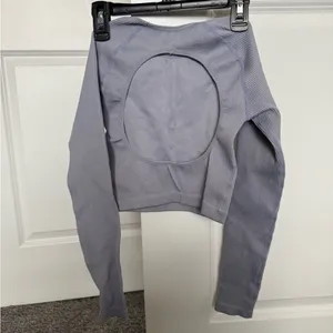 PURPLE Vitality Synergy Open Back Cropped Ribbed Long Sleeve thumbnail 4