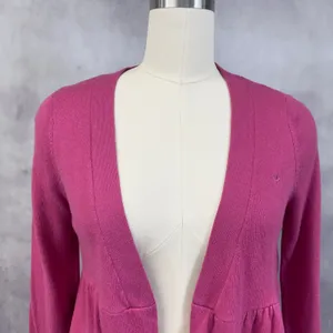 Aerie Cardigan Sweater Womens Large Pink Peplum Open‎ Front Girly Coquette Girly thumbnail 3