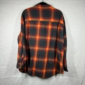 Old Navy Orange Brown Plaid Boyfriend Flannel Top thumbnail 5