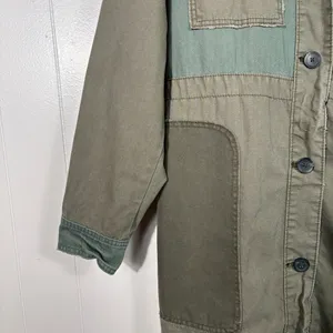 Free People Apollo Green Patchwork Military Army Green Jacket Oversized Small S thumbnail 2